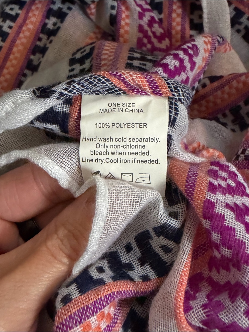 Striped Geometric Infinity Scarf in Pink & Peach - Picture 4 of 4